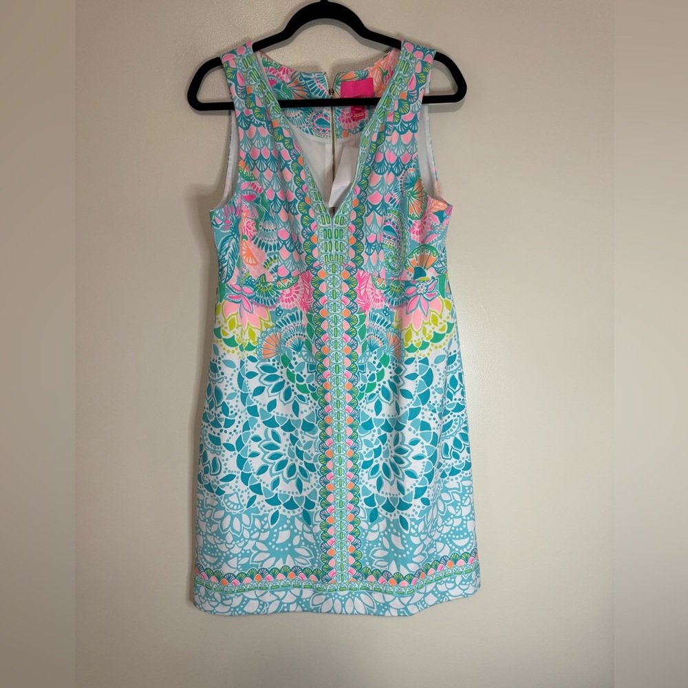 Lilly Pulitzer NWT Sigrid Sleeveless V-Neck Shift Dress in Turquoise size large
